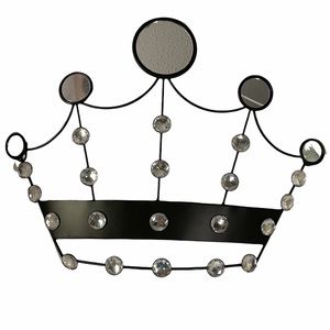 Black Iron Mirror and Crystal Princess Crown Wall Hanging Art Decor